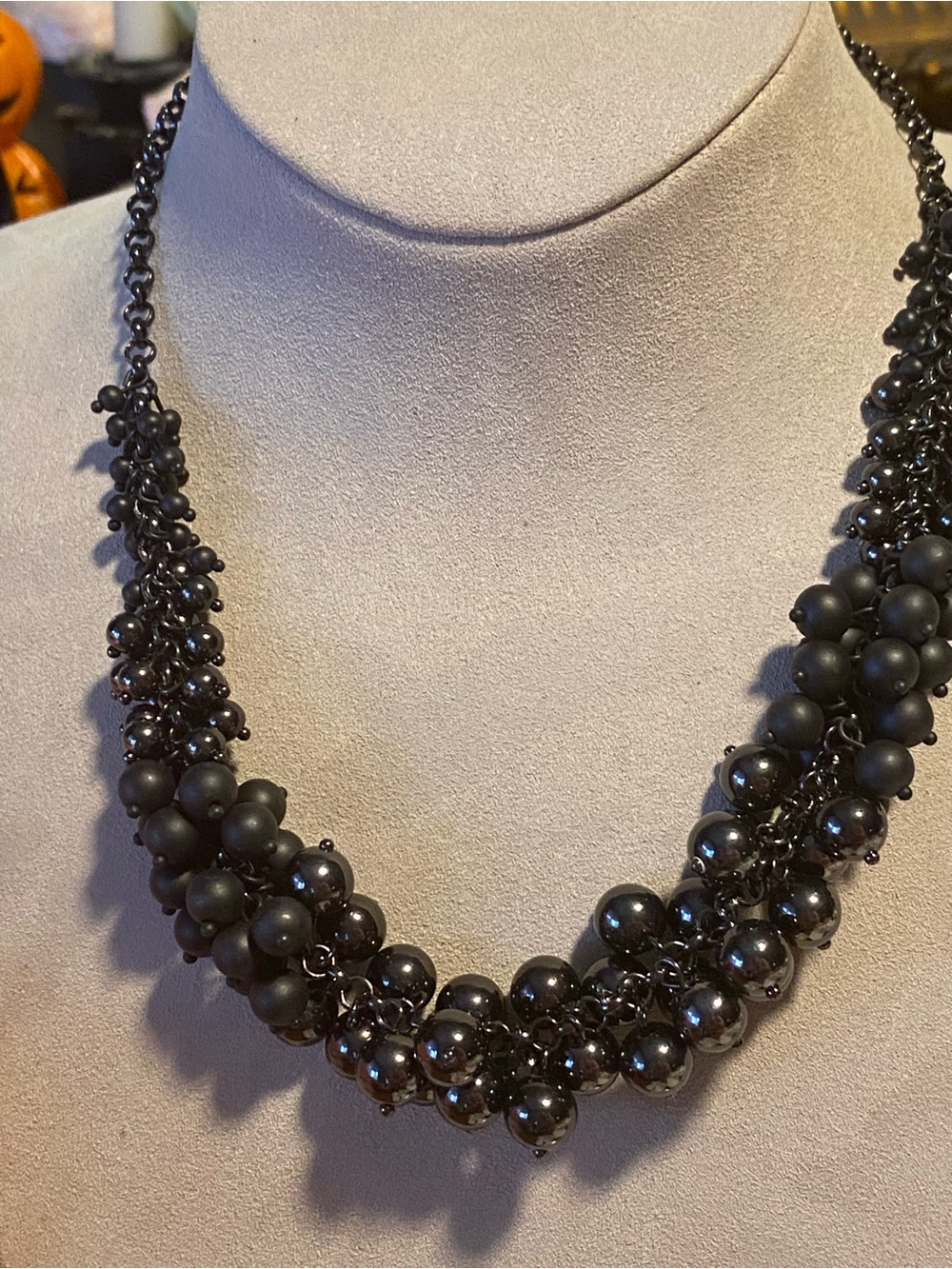 Lia Sophia Black Cluster Bead Necklace